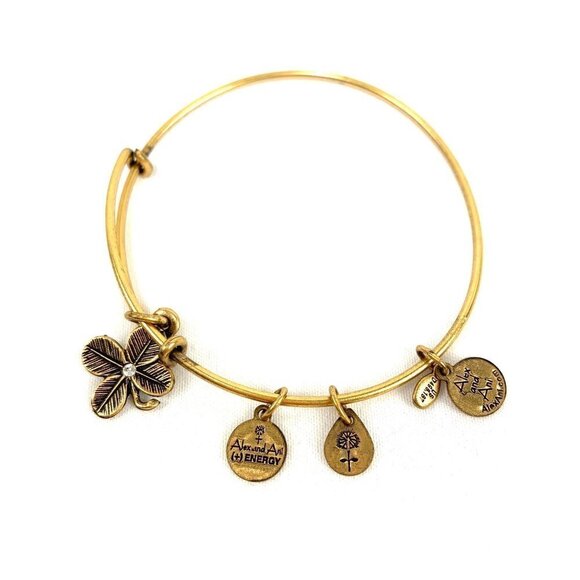 Alex and Ani Four Leaf Clover Charm Bracelet - Gold, Expands 2"- 3.5" - Picture 1 of 2